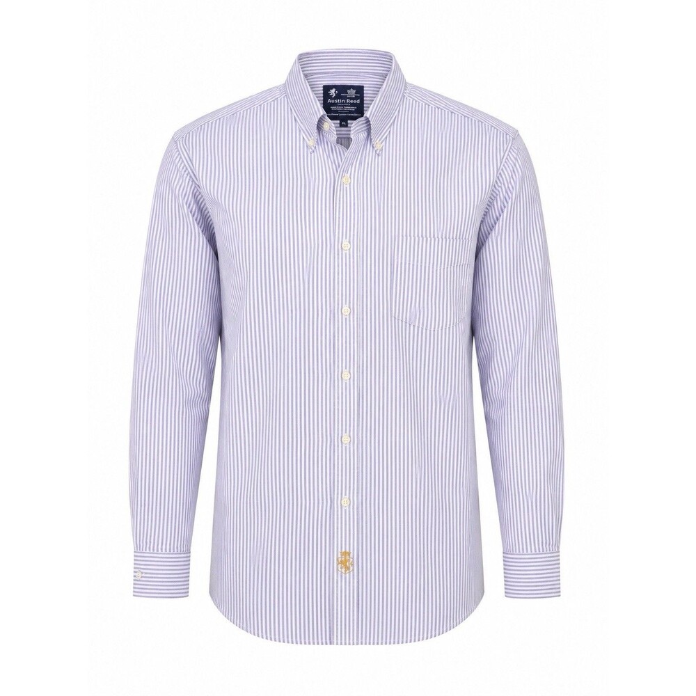 Austin Reed Vintage Oxford Shirt Blue White Striped Cotton XXL